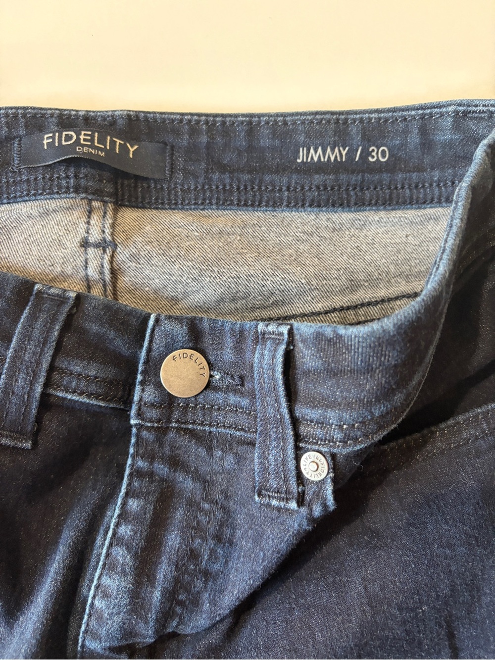 Fidelity dark wash jimmy denim jeans women’s 30 waist 32 inseam mid rise - Picture 5 of 7